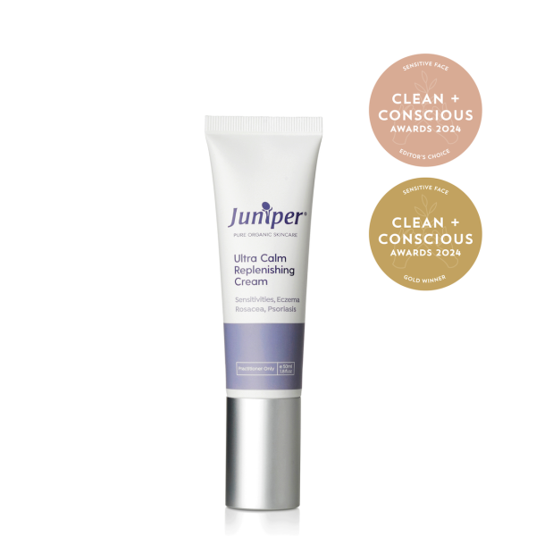 Juniper Ultra Calm Replenishing Cream Gold winner and Editor's Choice award at the Clean and Conscious Awards 2024.