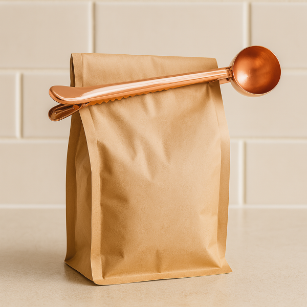 Rose gold scoop sealing protein bag